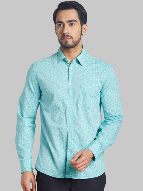 

Parx Men Green & White Slim Fit Opaque Printed Cotton Casual Shirt
