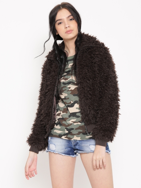 

FOREVER 21 Coffee Brown Faux Fur Bomber Jacket