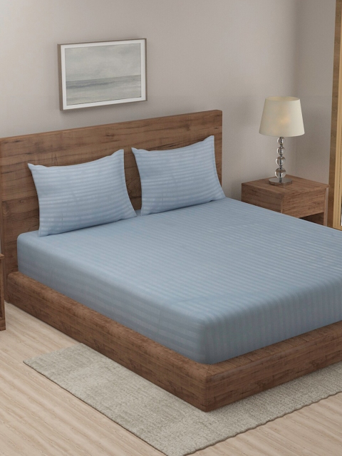 

TAG 7 Grey Striped 144 TC King Bedsheet with 2 Pillow Covers