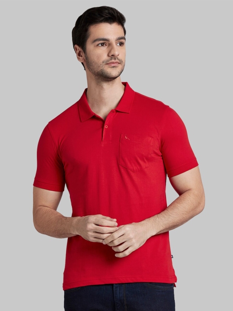 

Parx Men Red Polo Collar T-shirt