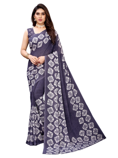 

KALINI Purple & White Bandhani Printed Saree