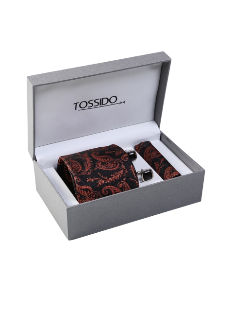 

Tossido Men Brown & Black Printed Accessory Gift Set