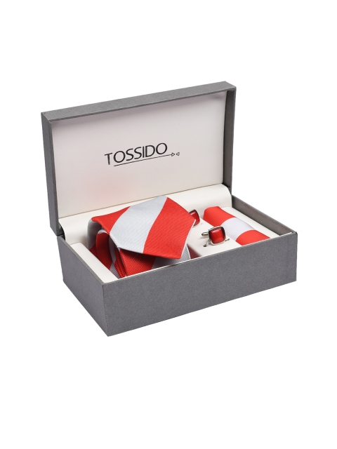 

Tossido Men Red Striped Accessory Gift Set