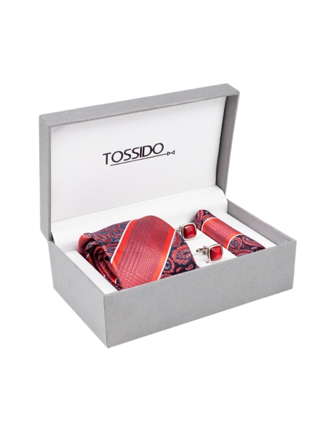

Tossido Men Red & White Printed Accessory Gift Set