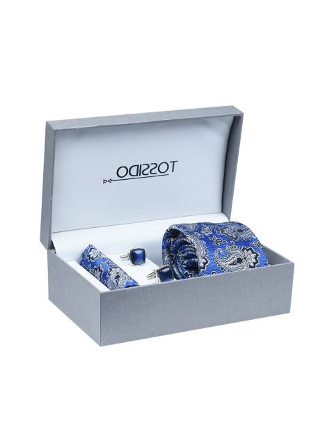 

Tossido Men Blue & White Accessory Gift Set