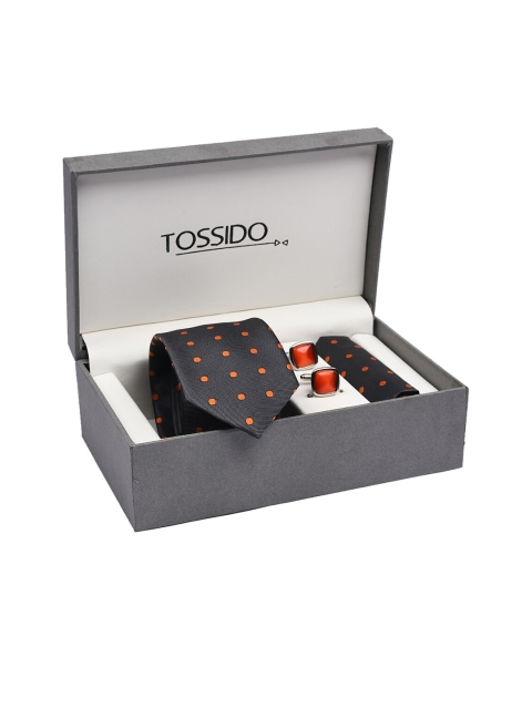 

Tossido Men Grey & Orange Accessory Gift Set