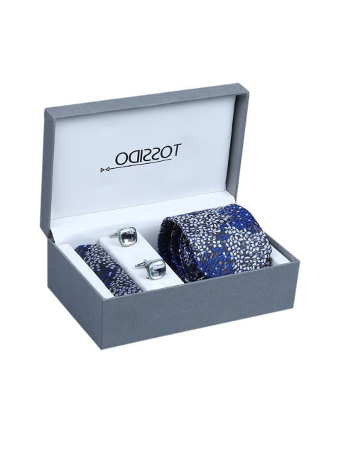 

Tossido Men Blue And White Printed Accessory Gift Set