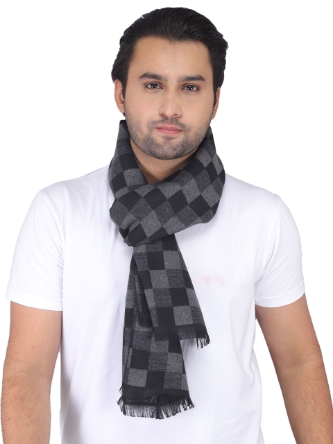 

ELLIS Men Black & Grey Checked Reversible Muffler