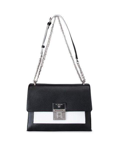 

Da Milano Black Colourblocked Leather Structured Handheld Bag