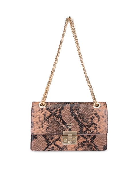 

Da Milano Peach-Coloured Textured Leather Structured Shoulder Bag