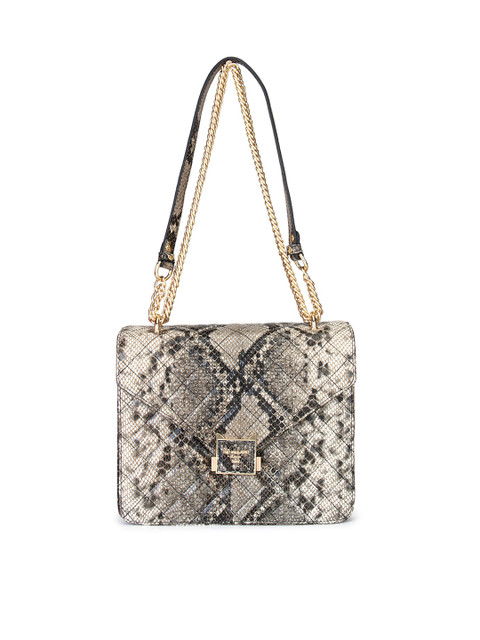 

Da Milano Off White Animal Textured Leather Structured Sling Bag