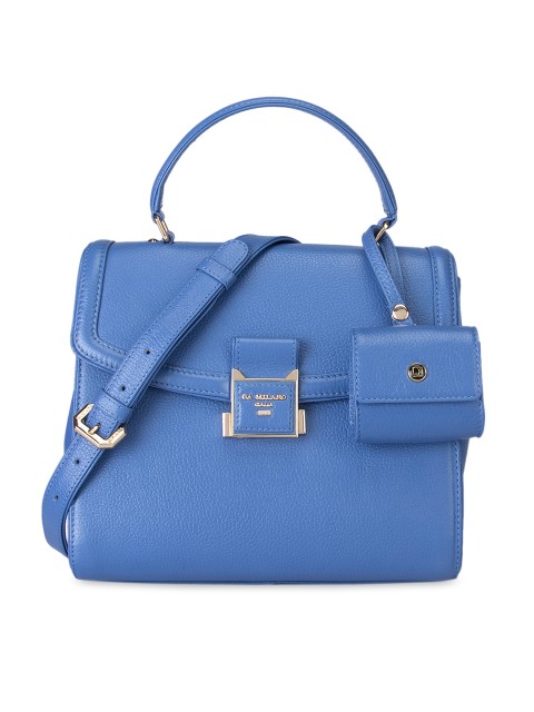 

Da Milano Blue Leather Structured Handheld Bag