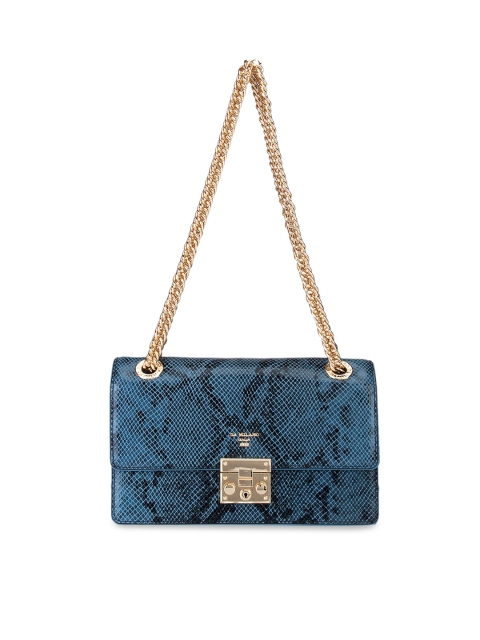 

Da Milano Blue Animal Textured Leather Structured Sling Bag