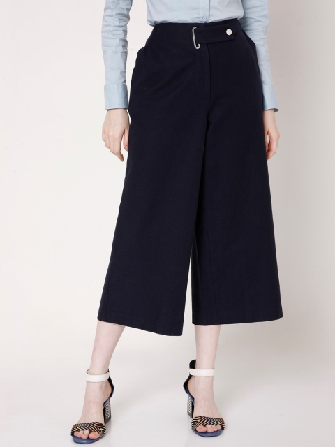 

Vero Moda Women Navy Blue Solid Culottes Trousers
