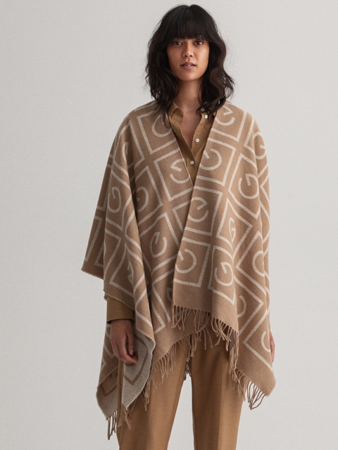 

GANT Women Khaki & Off White Wool Geometric Cardigan