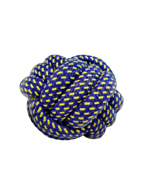 

PETS EMPIRE Blue & Yellow Knotted Dental Non-Toxic Pure Safe Cotton Dog Toy Ball