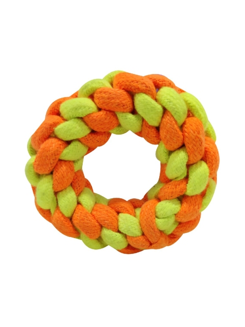 

PETS EMPIRE Green & Orange Knotted Dental Cleaning Non-Toxic Cotton Ring Dog Toy
