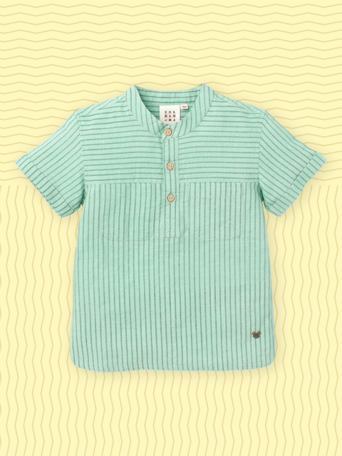 

Ed-a-Mamma Boys Green Premium Ikkat Casual Shirt
