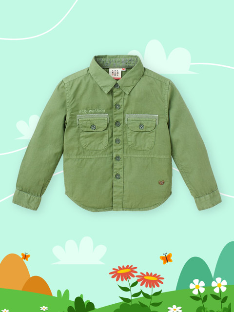 

Ed-a-Mamma Boys Green Premium Opaque Casual Shirt