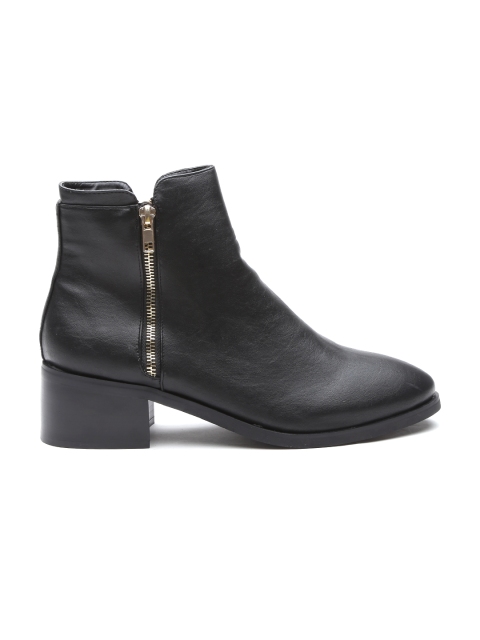 

FOREVER 21 Women Black Solid Heeled Boots