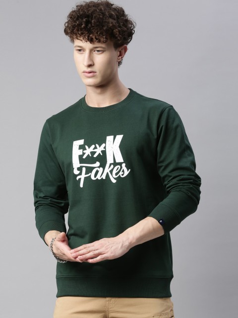 

Breakbounce Men Green Printed Sweatshirt