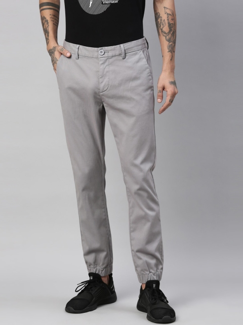 

Breakbounce Men Grey Slim Fit Joggers Trousers