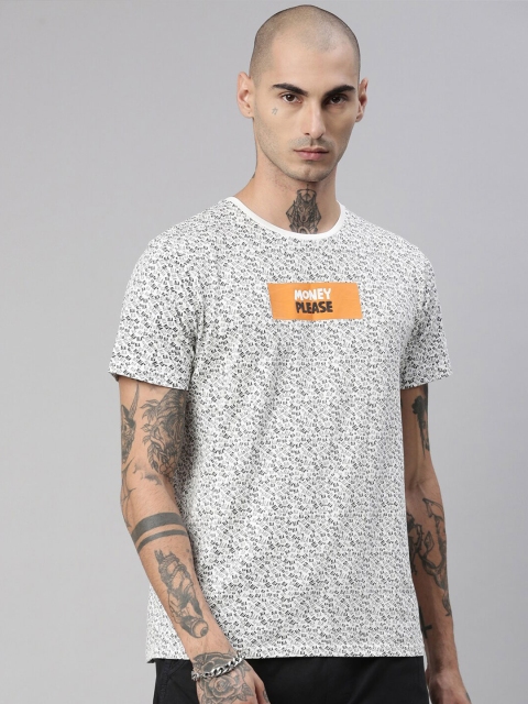 

Breakbounce Men White Typography Printed T-shirt