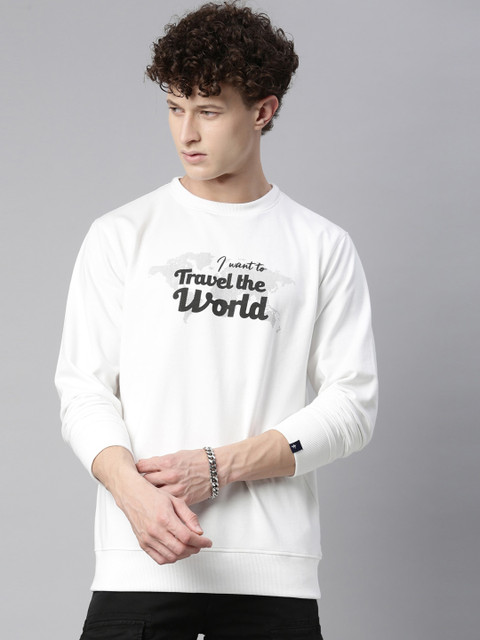 

Breakbounce Men White Printed Sweatshirt