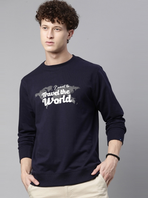 

Breakbounce Men Navy Blue & White Printed Sweatshirt