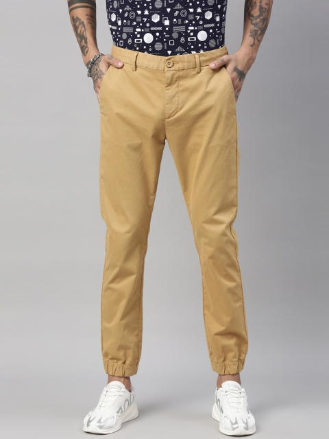 

Breakbounce Men Mustard Yellow Slim Fit Joggers Trousers