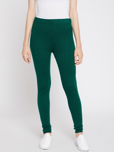 

Madame Women Teal Green Solid Cotton Tights