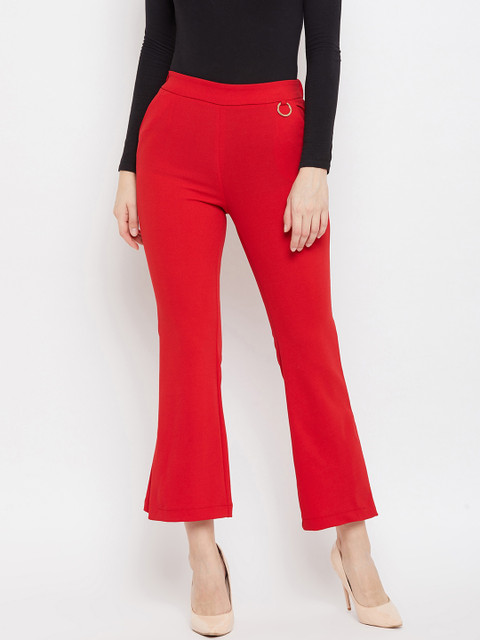 

Madame Women Red Bootcut Trousers