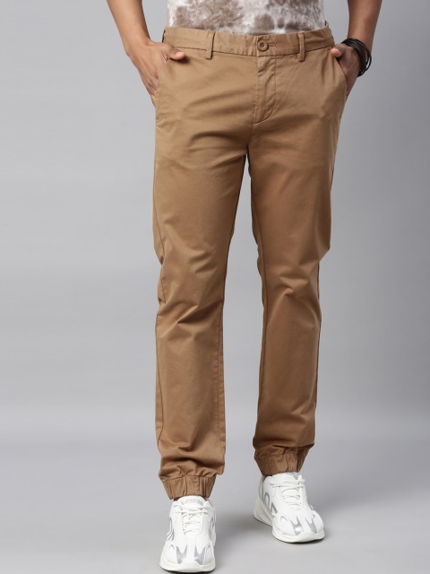 

Breakbounce Men Camel Brown Slim Fit Joggers Trousers
