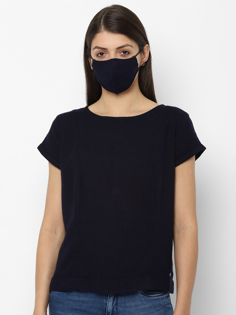 

Allen Solly Woman Navy Blue Extended Sleeves Regular Top