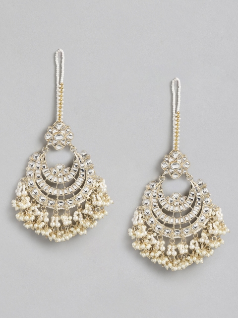 

Melani Borsa Gold-Plated White Kundan Classic Chandbalis Earrings