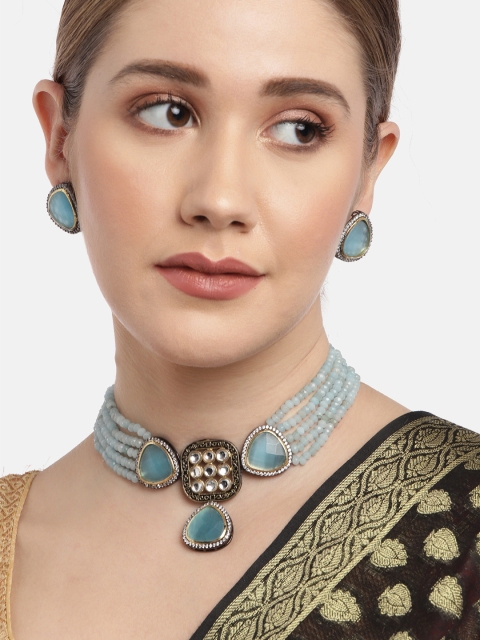 

Melani Borsa Green Gold-Plated Cubic Zirconia Jewellery Set, Blue