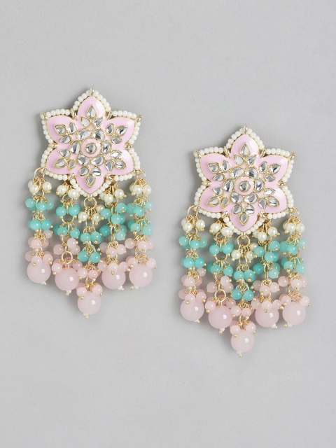 

Melani Borsa Gold-Plated Kundan Pink Classic Drop Earrings