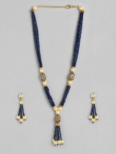 

Melani Borsa Navy Blue Gold-Plated Onyx Jewellery Set