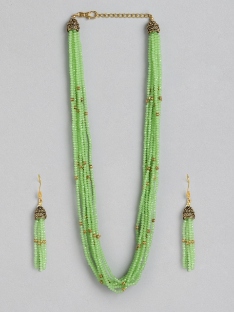 

Melani Borsa Gold-Plated Green Beaded Handcrafted Jewellery Set