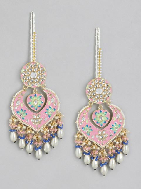 

Melani Borsa Pink & White Contemporary Drop Earrings