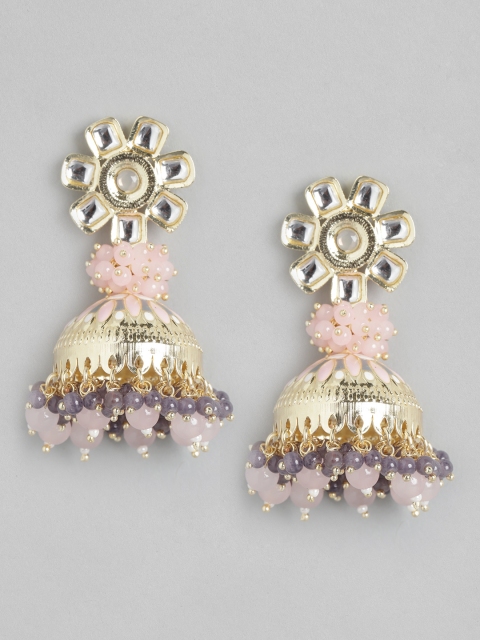 

Melani Borsa Pink & Gold-Toned Dome Shaped Jhumkas Earrings