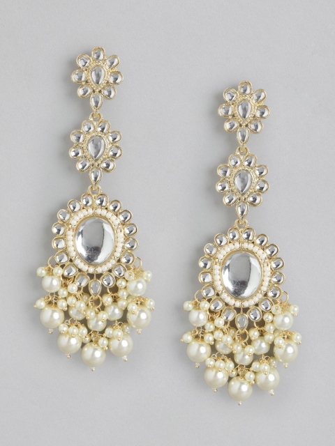 

Melani Borsa Gold-Plated White Kundan Classic Drop Earrings
