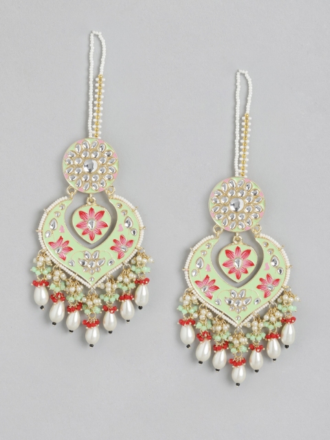 

Melani Borsa Gold-Plated Green Kundan Classic Drop Earrings