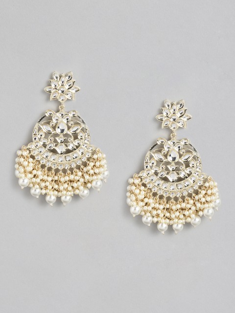 

Melani Borsa Gold-Plated White Kundan Classic Chandbalis Earrings