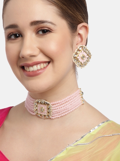 

Melani Borsa Gold-Plated Pink Handcrafted Kundan Jewellery Set
