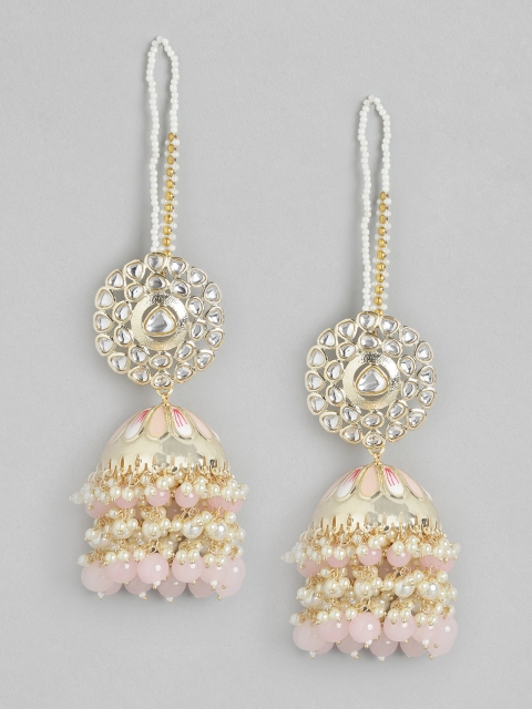 

Melani Borsa Pink & Gold-Toned Dome Shaped Jhumkas Earrings