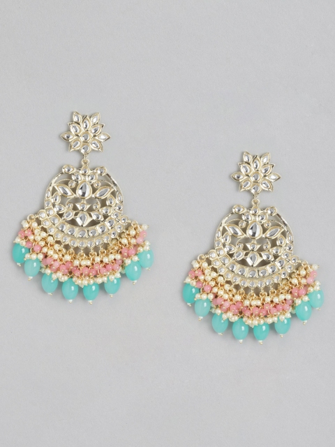 

Melani Borsa Turquoise Blue & Pink Circular Chandbalis Earrings
