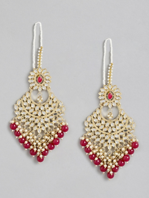 

Melani Borsa Gold-Plated Maroon Kundan Classic Drop Earrings