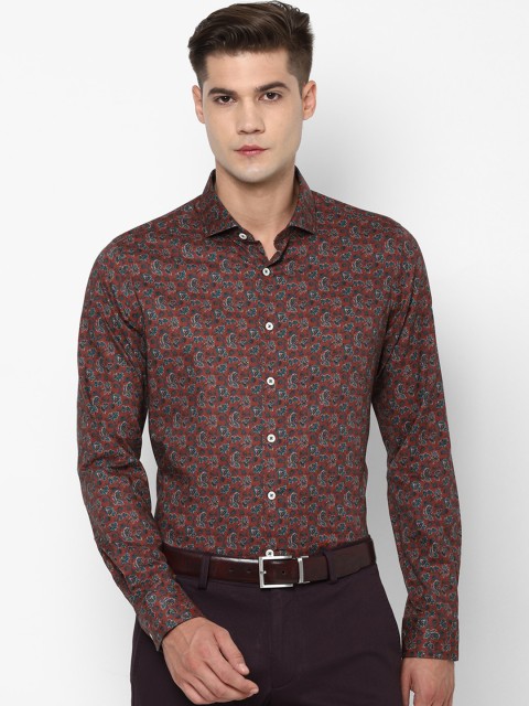

SIMON CARTER LONDON Men Brown Slim Fit Floral Opaque Printed Casual Shirt