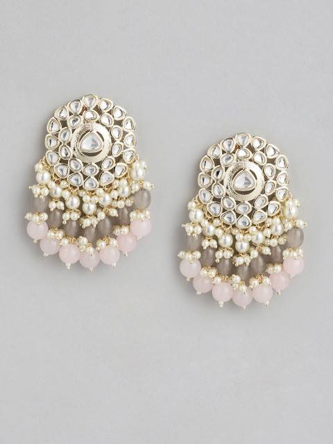 

Melani Borsa Gold-Plated Pink Kundan Classic Drop Earrings